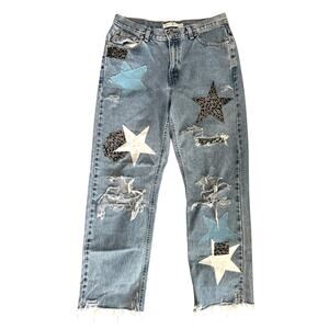 Tommy Hilfiger Patchwork Star Distressed Jeans | Size 8 | Vintage Y2K Deni